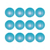 8" Paper Lantern Turquoise Regular Wire Value Pack (12 PCS)
